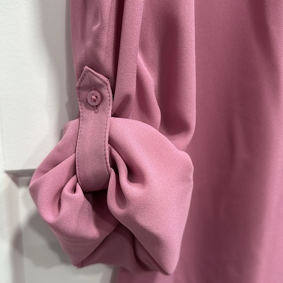 Candie’s Pink Button Down Cold Shoulder Blouse With Purple Jewels - Size Large - Picture 8 of 11